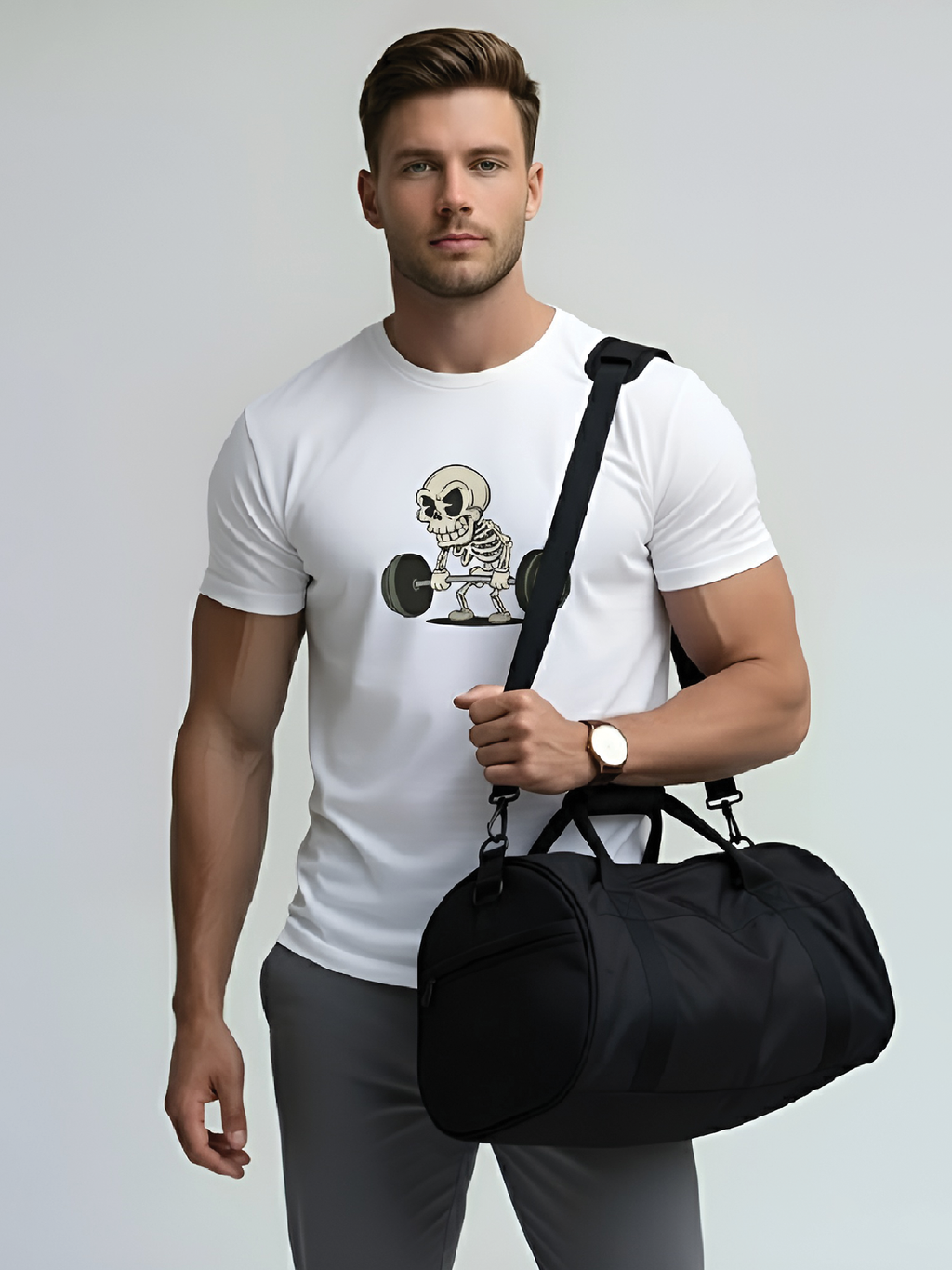 Skeleton Weightlifter Gym T-Shirt
