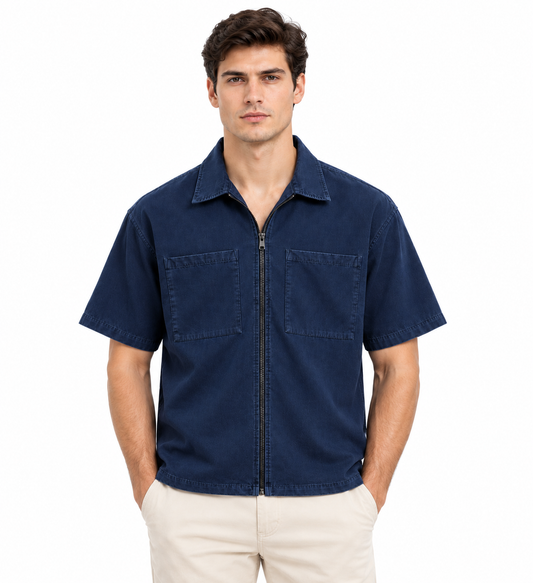 V NECK URBAN ZIPPER SHIRTS